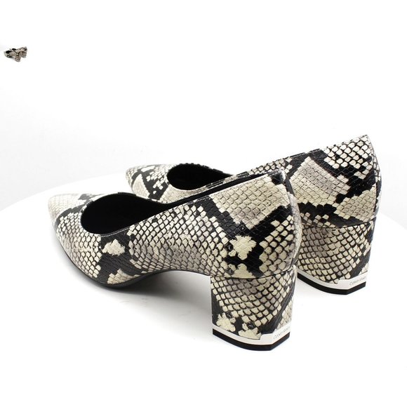 Calvin Klein Women's Pumps BLACK/WHITE - Black & White Snake-Embossed Pointed-To - Picture 8 of 8